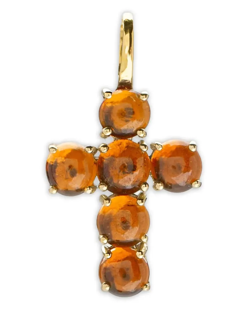 WHITE BIRD 18K yellow gold Ismène Cross carnelian pendant - Orange Orange