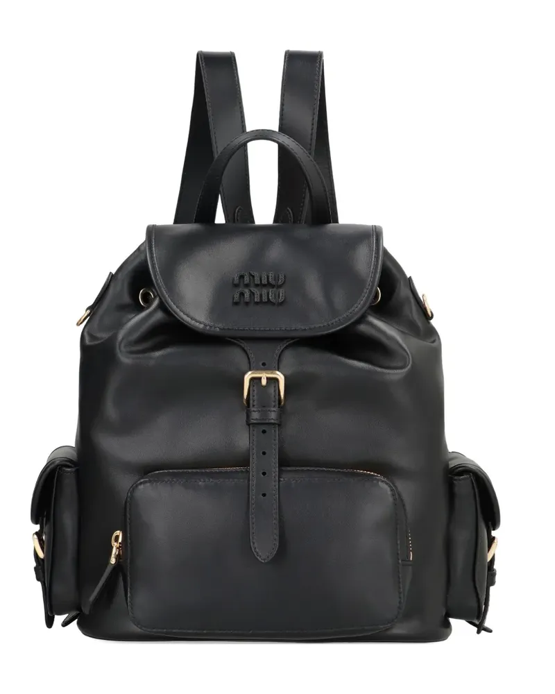 Miu Miu Rucksack aus Leder mit Schnalle - Schwarz Schwarz