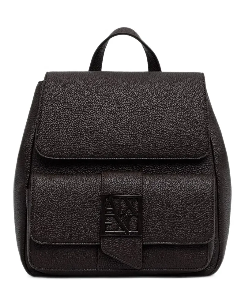 Armani Exchange logo-plaque pebbled backpack - Braun Braun