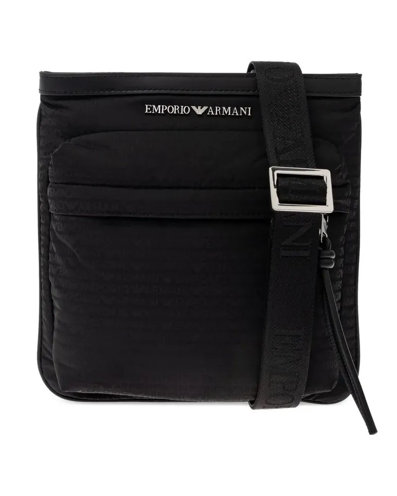 Emporio Armani Kuriertasche mit Logo-Schild - Schwarz Schwarz