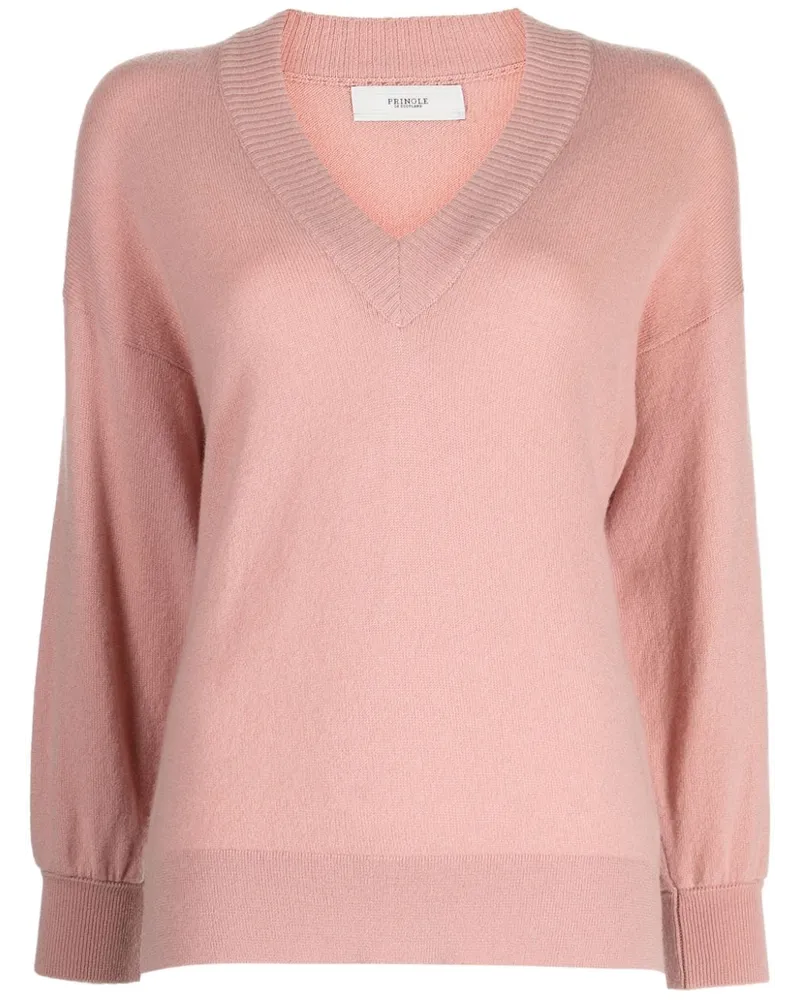 Pringle of Scotland Kaschmirpullover mit V-Ausschnitt Rosa