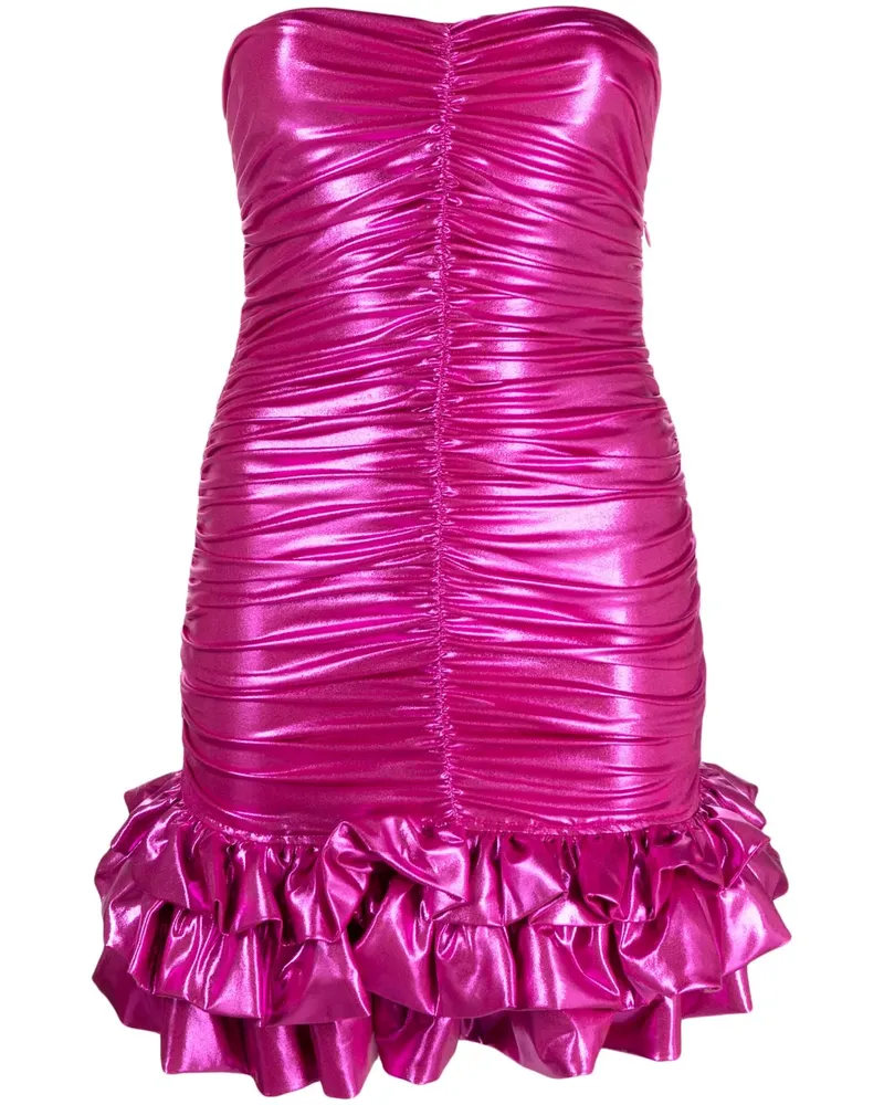 Amen Gerafftes Minikleid im Metallic-Look - Rosa Rosa