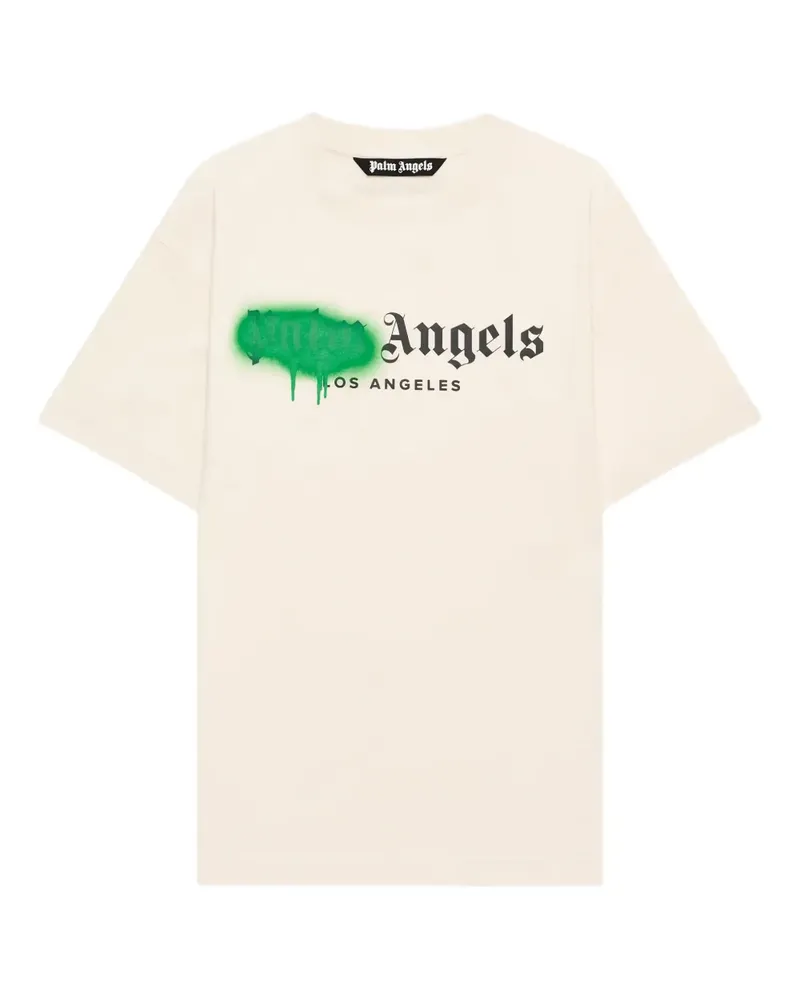 Palm Angels Spray City Los Angeles T-Shirt mit tropfendem Logo - Nude Nude
