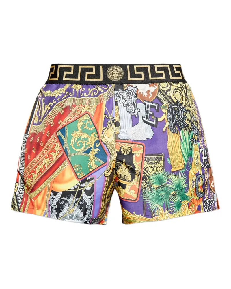 Versace Greca print-waistband swim shorts - Gold Gold