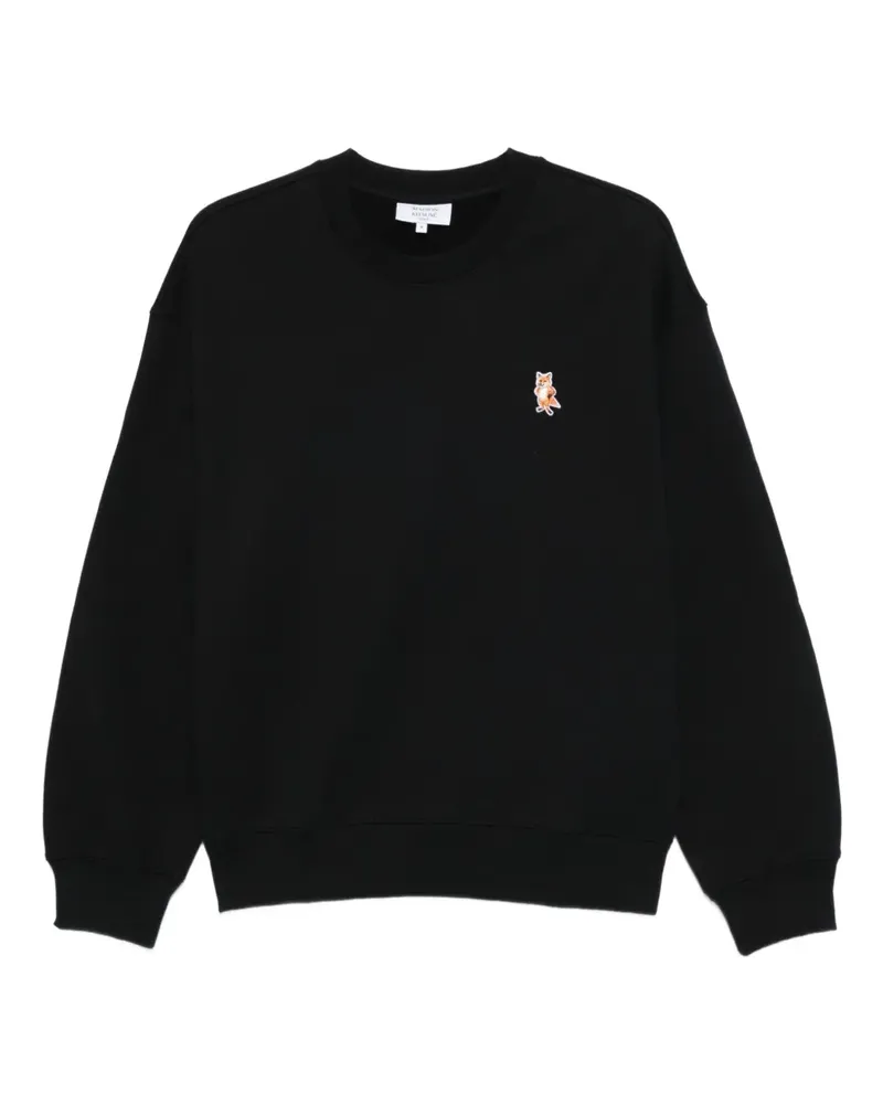 Kitsuné Sweatshirt mit aufgesticktem Fuchs - Schwarz Schwarz