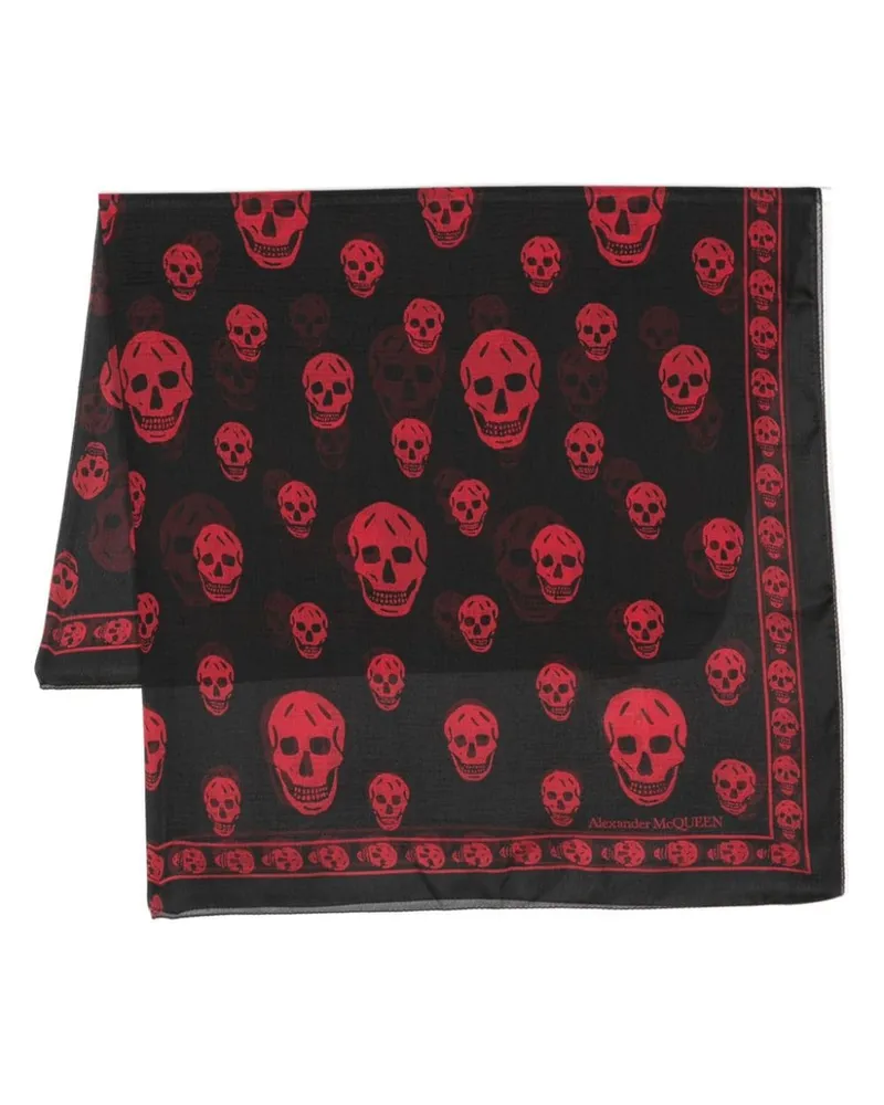 Alexander McQueen Seidenschal mit Totenkopf-Print Schwarz