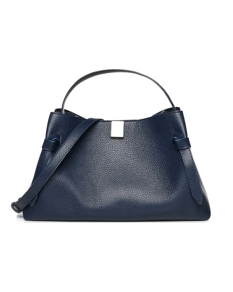 YUZEFI pebble-grain leather tote-bag - Blau Blau
