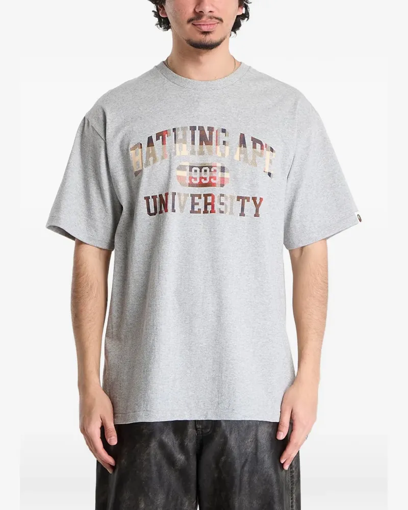 BAPE check logo T-shirt - Grau Grau