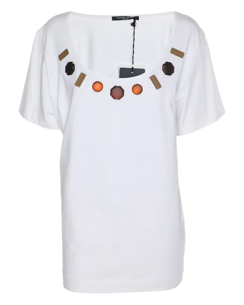 Marina Rinaldi T-Shirt mit Kristallen - Weiß Weiß