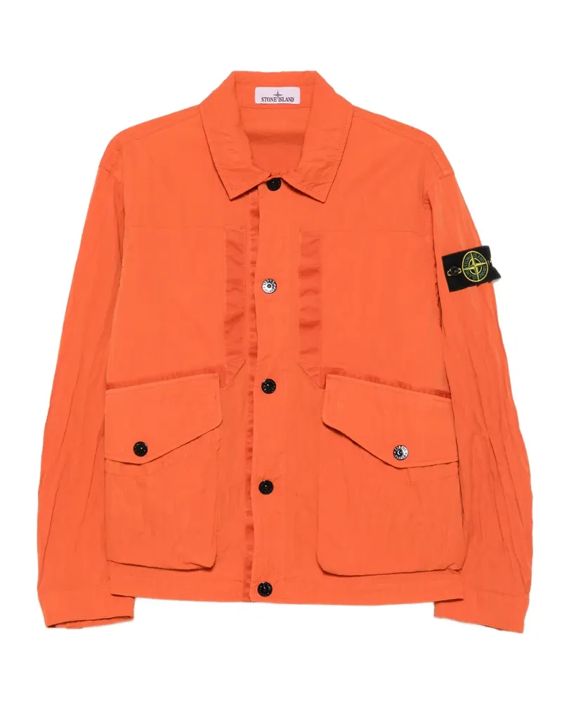 Stone Island Hemdjacke mit Logo-Patch - Orange Orange