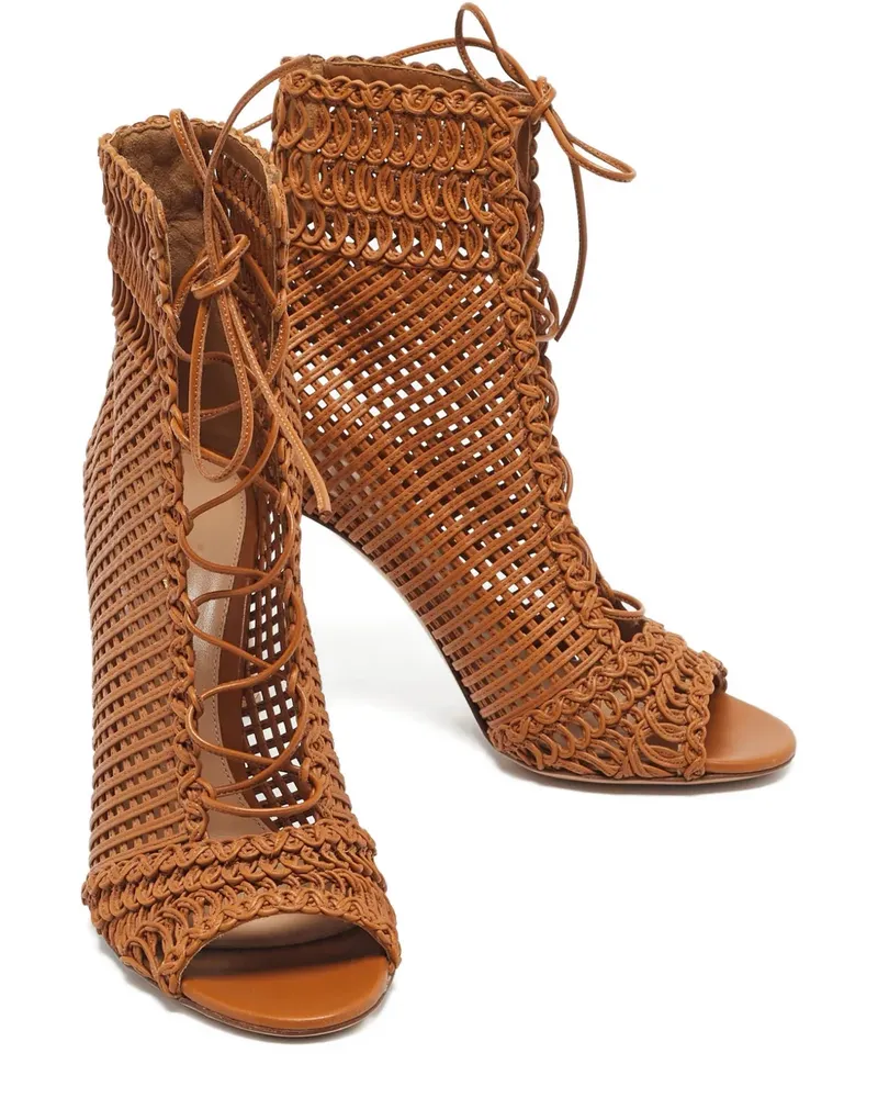 Gianvito Rossi woven lace-up boots - Braun Braun