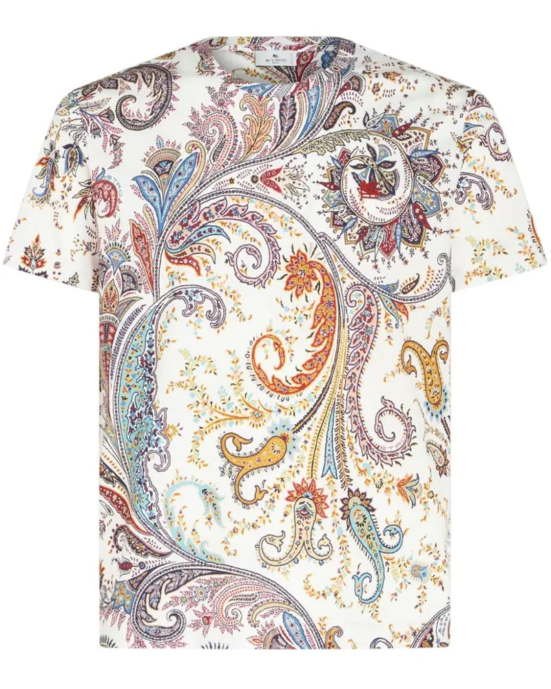 Etro T-Shirt mit Paisleymuster - Weiß Weiß