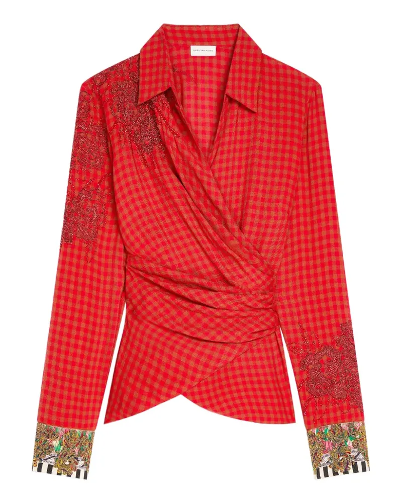 Dries van Noten Wickelrock mit Stickerei - Rot Rot
