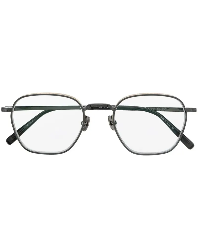 MATSUDA Eckige Brille mit Logo-Gravur - Schwarz Schwarz