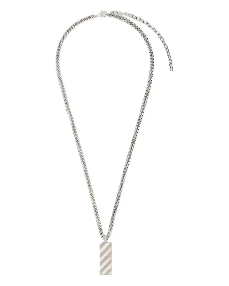 OFF-WHITE diagonal striped-pendant necklace - Silber Silber