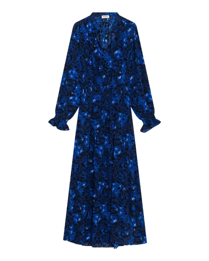 Zadig & Voltaire Rayado Maxikleid mit glatten Nachtblumen - Blau Blau