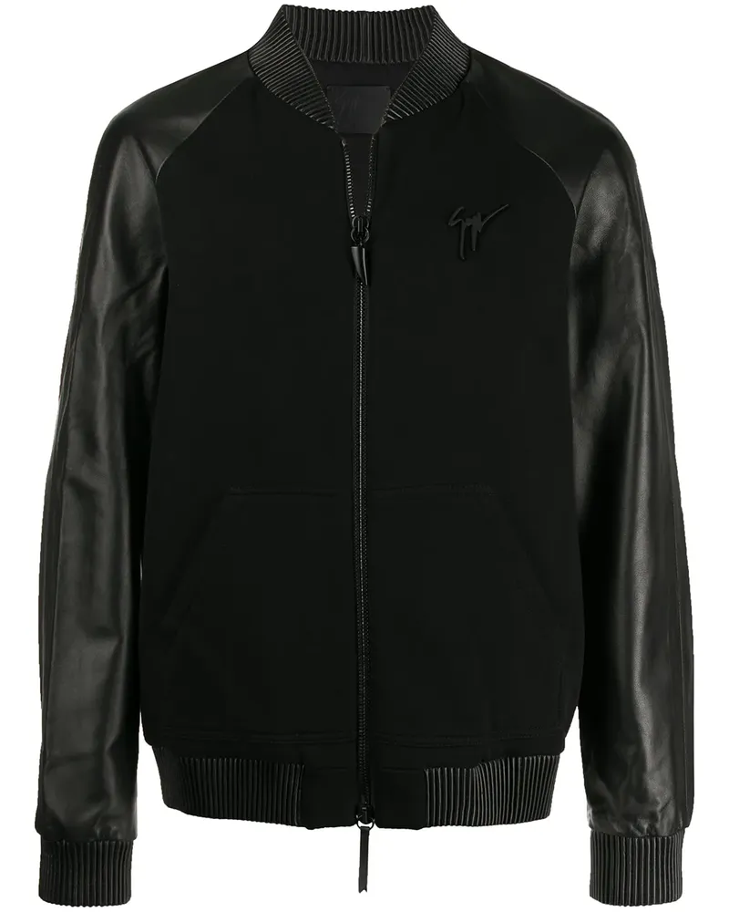 Giuseppe Zanotti Bikerjacke im Materialmix - Schwarz Schwarz