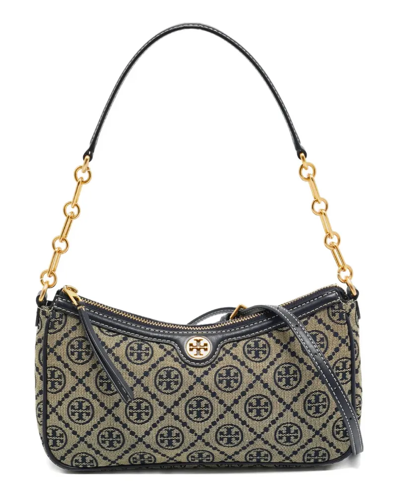 Tory Burch T Monogram jacquard leather shoulder bag - Blau Blau