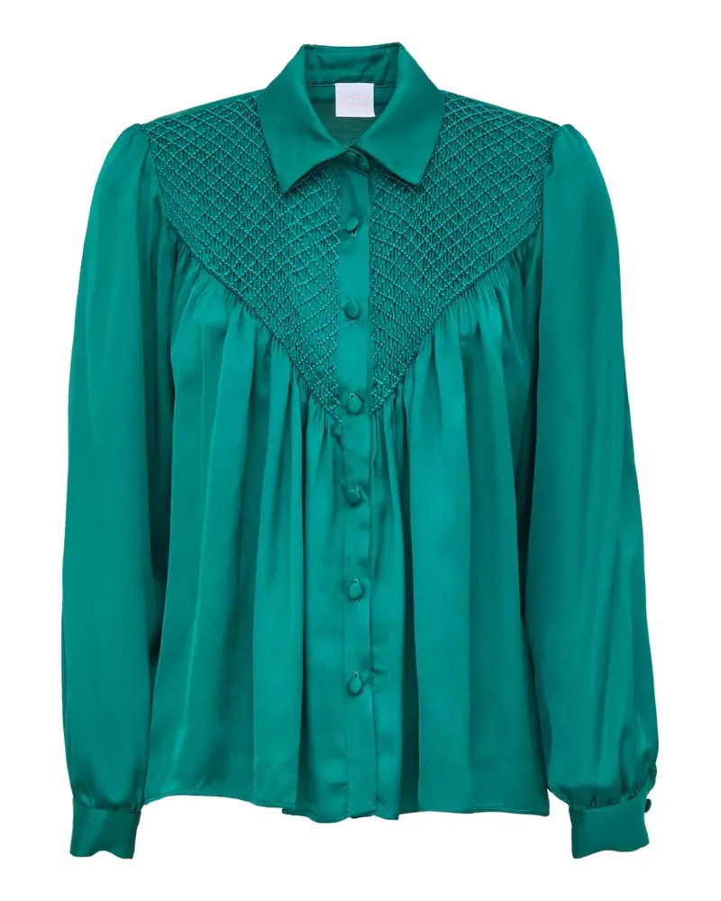 Loretta Caponi Milvia smocked blouse - Grün Grün