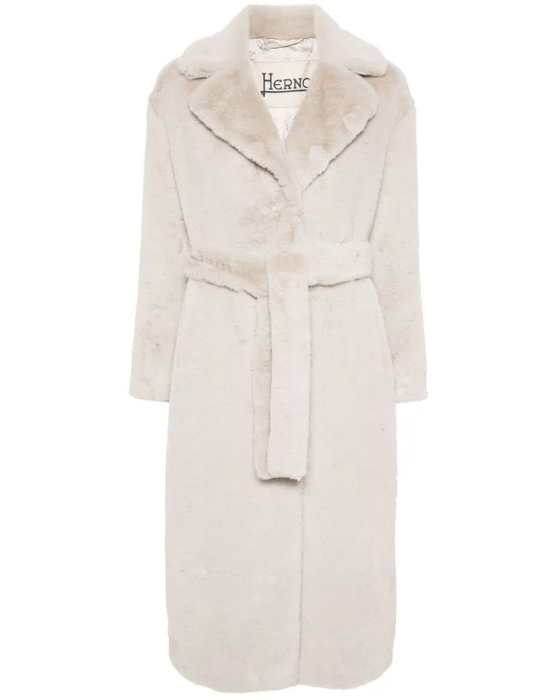Herno Einreihiger Mantel aus Faux Fur - Nude Nude