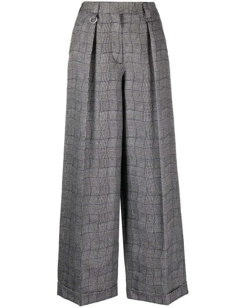 Kenzo Weite Hose mit Karomuster - Schwarz Schwarz