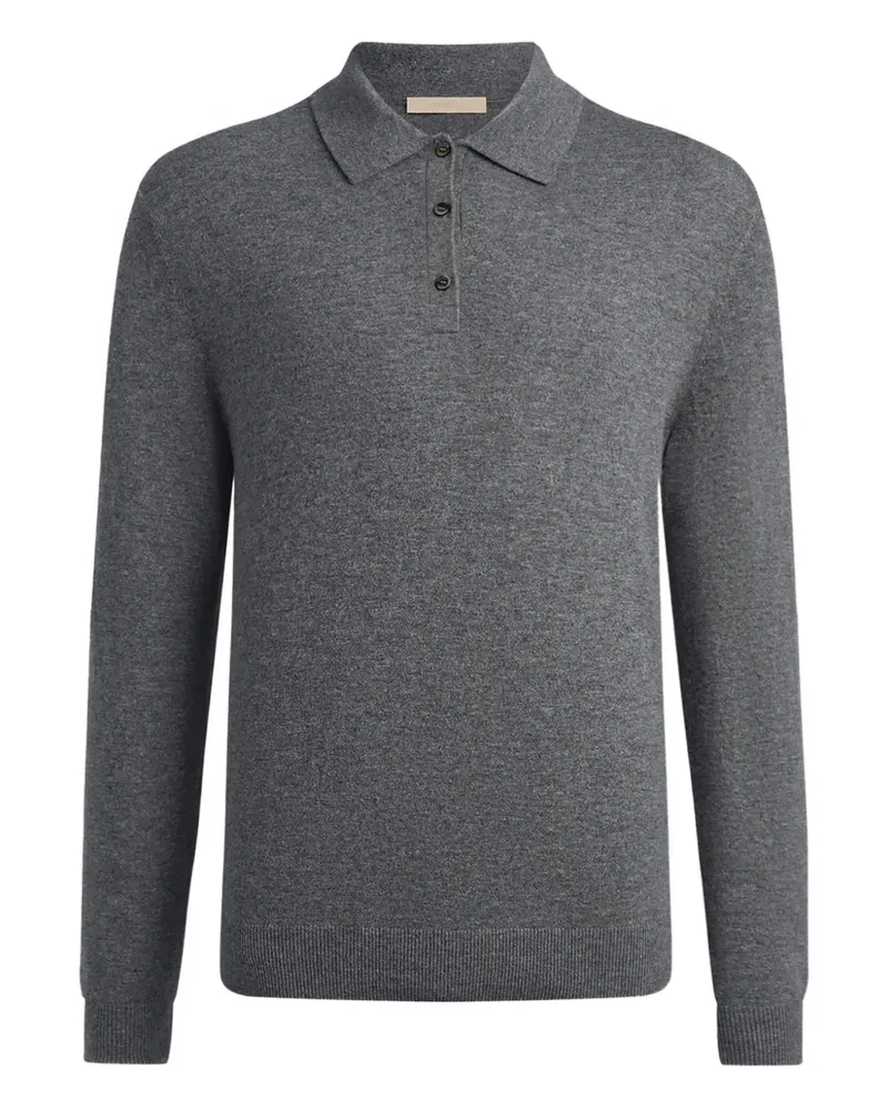 12 STOREEZ Geknöpftes Poloshirt - Grau Grau