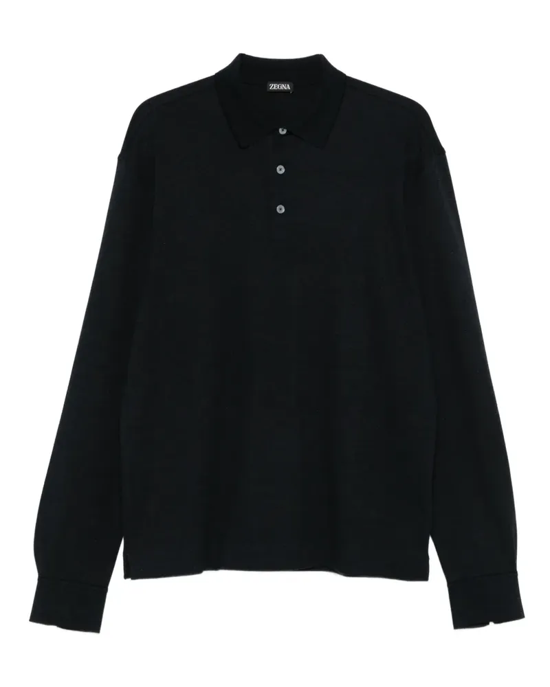 Ermenegildo Zegna Langärmeliges Poloshirt - Schwarz Schwarz