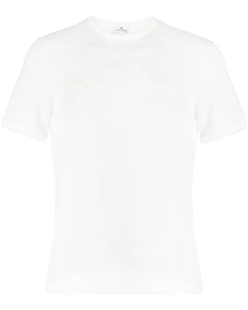 Courrèges Perforiertes T-Shirt mit Logo-Stickerei - Weiß Weiß