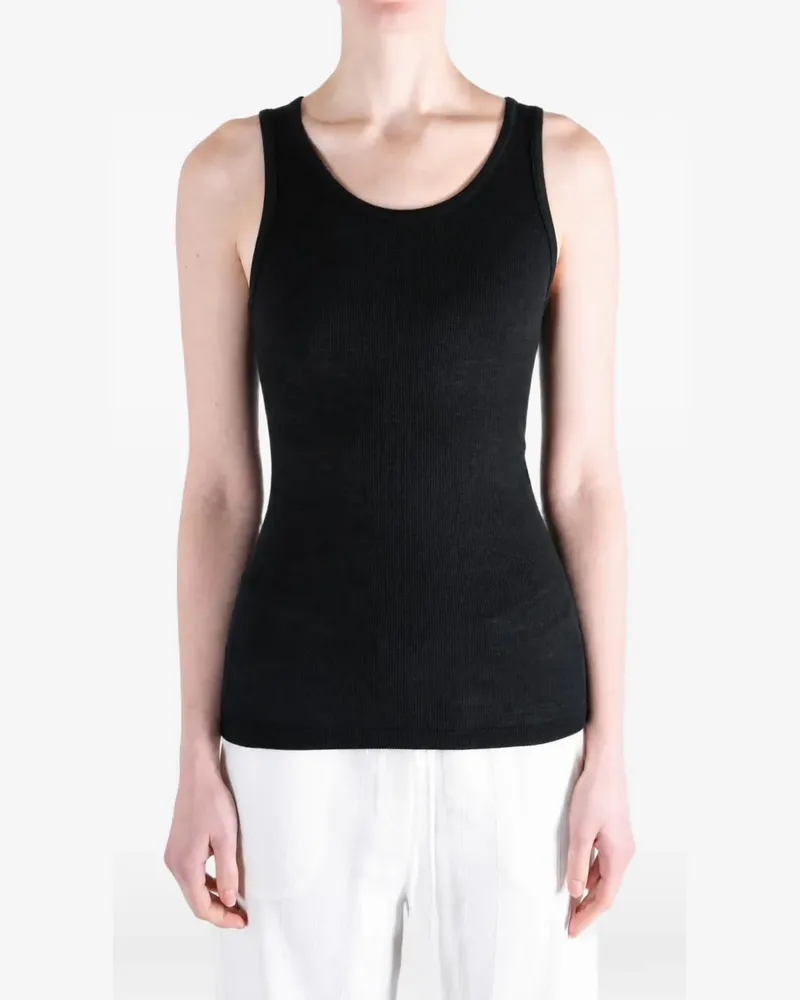 AURALEE Geripptes Stricktop - Schwarz Schwarz