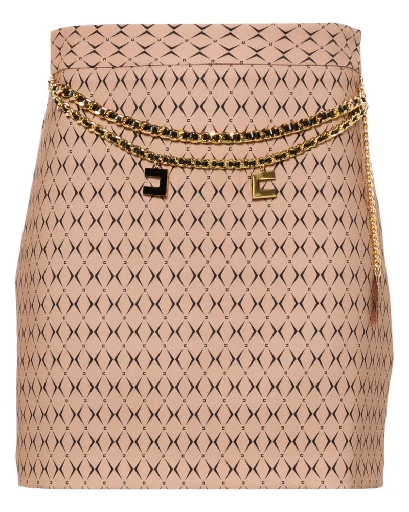 Elisabetta Franchi Minirock mit geometrischem Print Braun