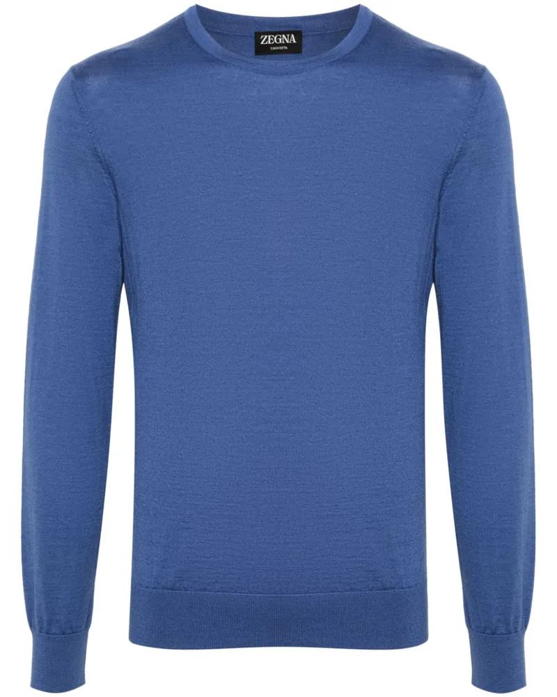 Ermenegildo Zegna Melierter Pullover mit Rippung Blau