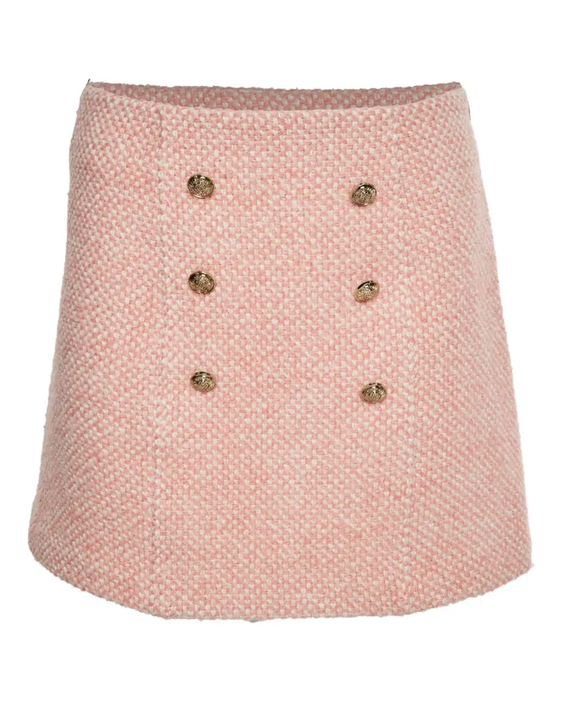 Maje Tweed-Minirock mit Knopfdetail - Rosa Rosa