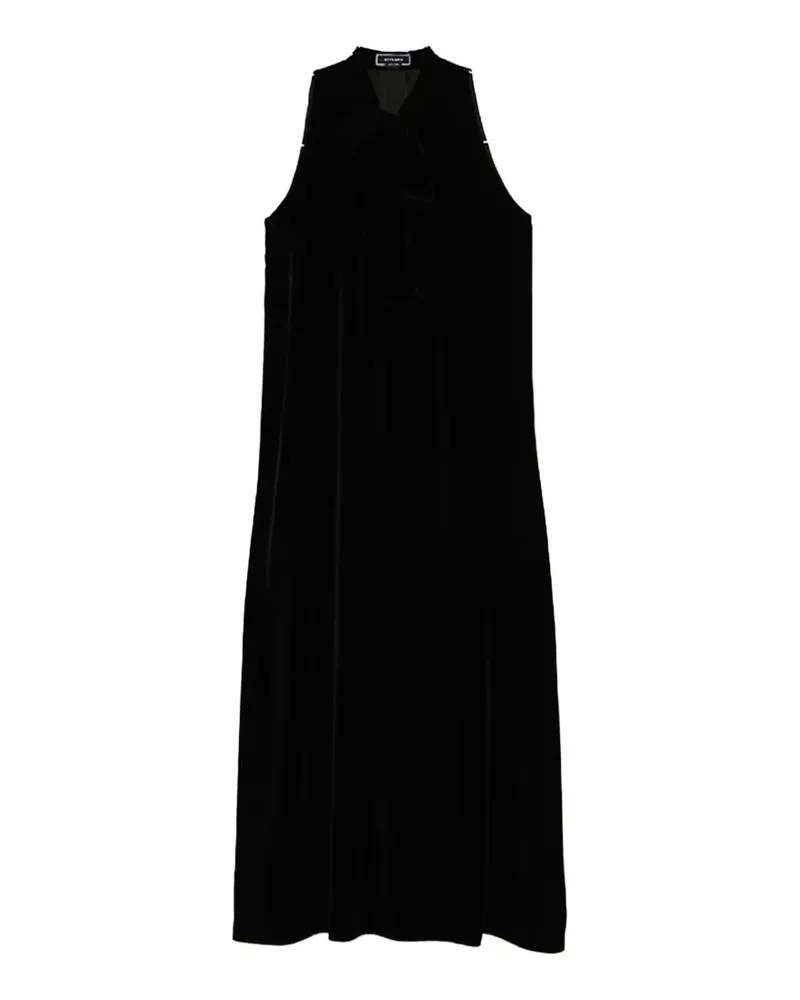 STYLAND pussy-bow velvet maxi dress - Schwarz Schwarz
