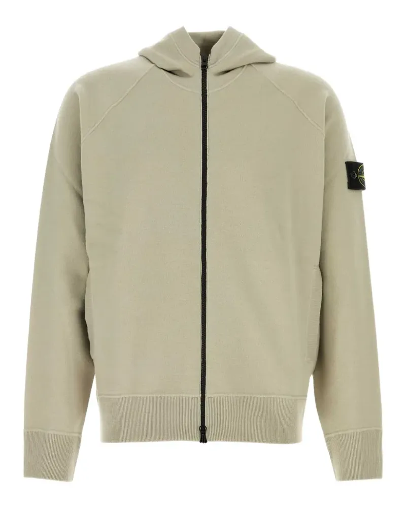 Stone Island logo-patch zip-up hoodie - Nude Nude