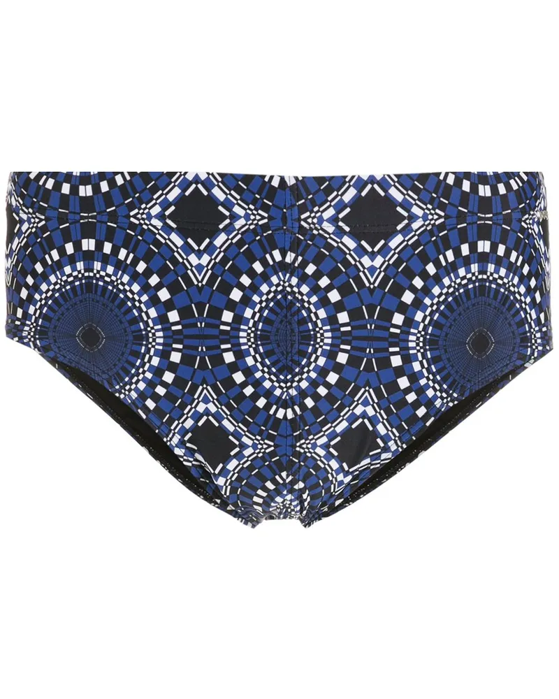 Amir Slama Badehose mit abstraktem Print - Blau Blau
