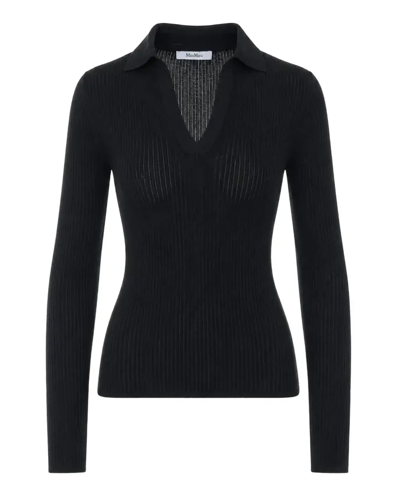 Max Mara ribbed-knit V-neck top - Schwarz Schwarz