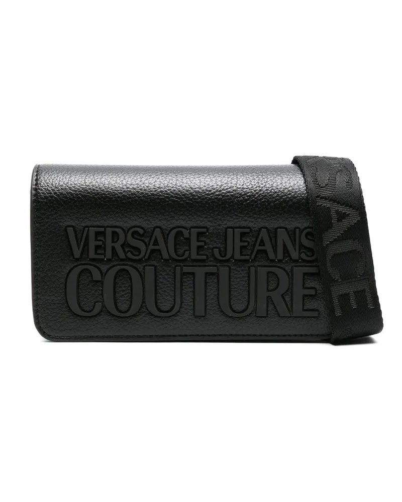 Versace Jeans Strukturierte Clutch mit Logo-Applikation - Schwarz Schwarz
