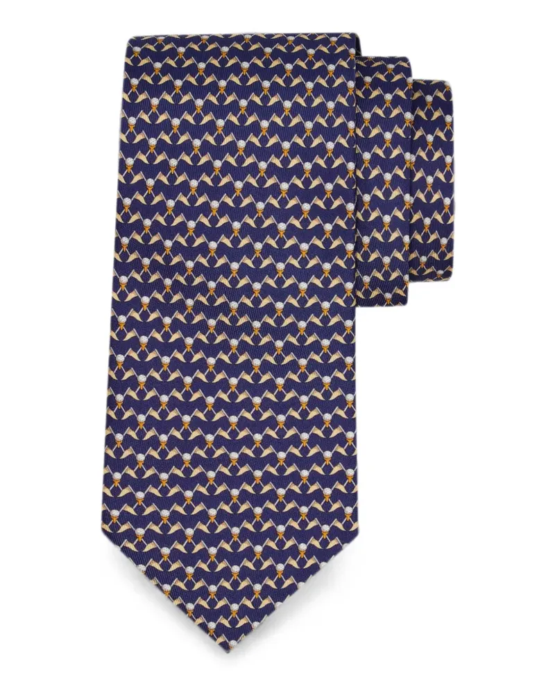 Ferragamo Seidenkrawatte mit Golfprint - Blau Blau