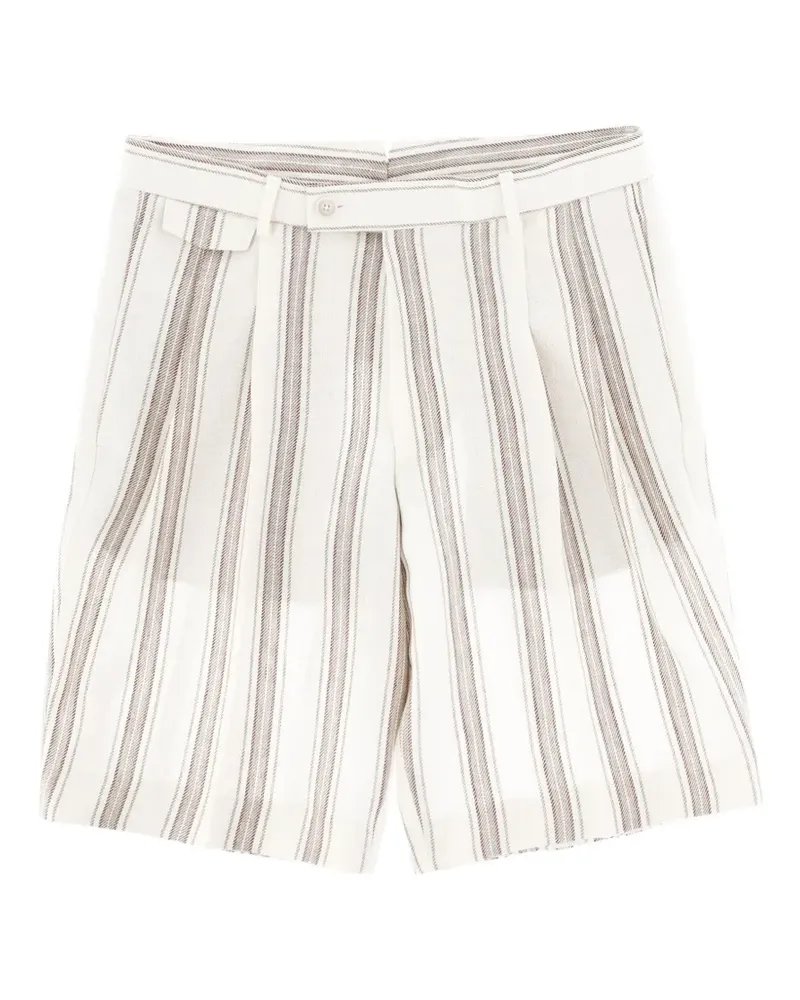 HUGO BOSS stripe-pattern pleated shorts - Weiß Weiß