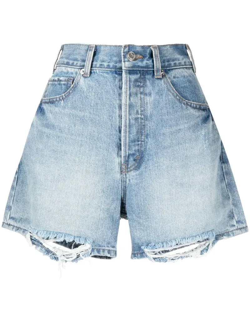 WE 11 DONE Jeans-Shorts mit heller Waschung - Blau Blau
