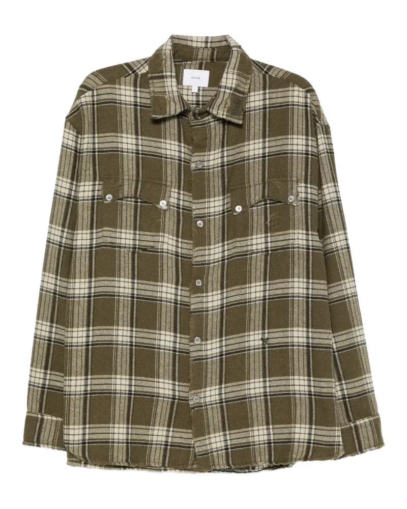 RHUDE Kariertes Hemd im Distressed-Look - Grün Grün