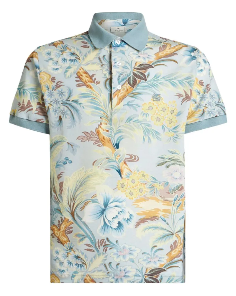 Etro Poloshirt mit Blumen-Print - Blau Blau