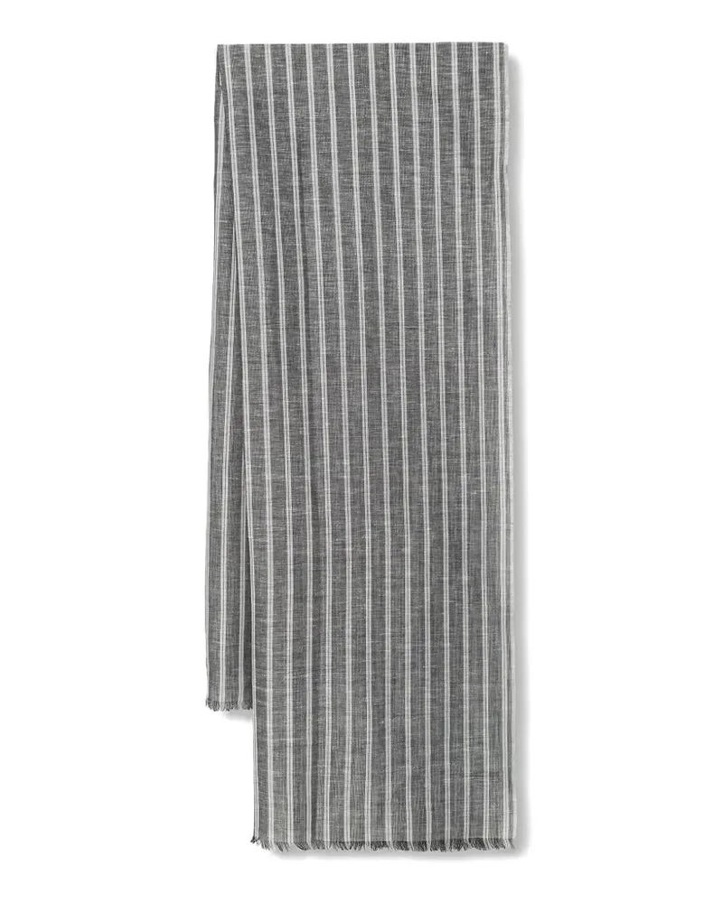 Marc O'Polo striped frayed-edge scarf - Grau Grau