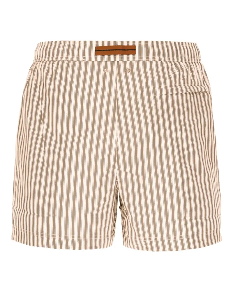 Ermenegildo Zegna striped drawstring swim-shorts - Nude Nude