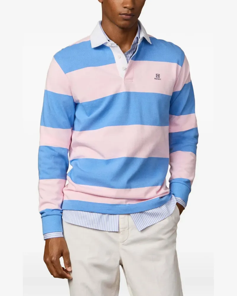 Hackett Gestreiftes Rugby-Shirt aus Baumwolljersey - Rosa Rosa
