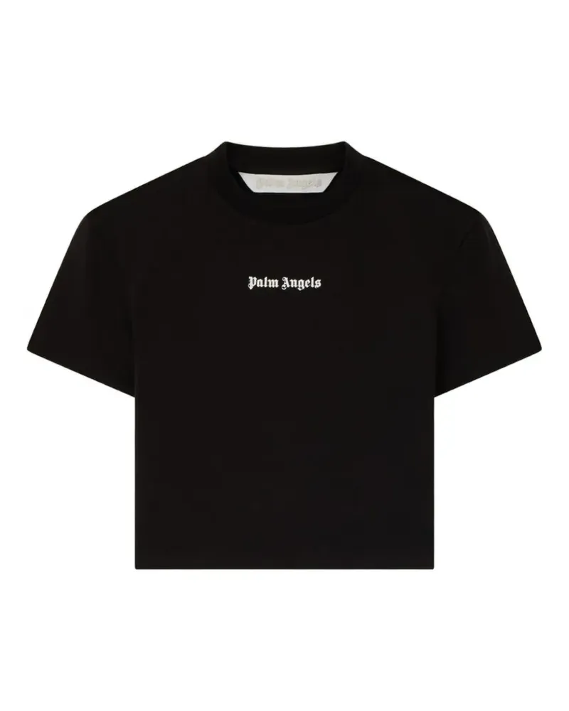 Palm Angels Cropped-T-Shirt mit Logo-Print - Schwarz Schwarz