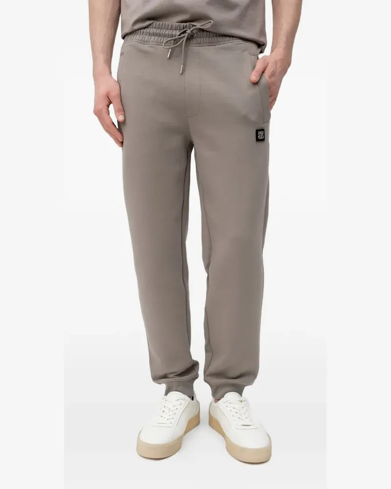HUGO BOSS Dimacs drawstring-fastening logo-patch trousers - Nude Nude