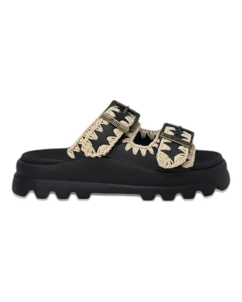 Mou Bounce crochet-trim sandals - Schwarz Schwarz