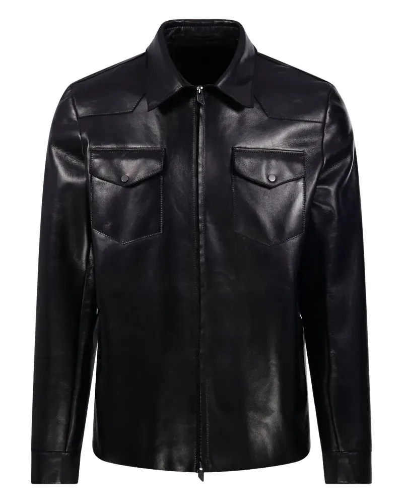 Salvatore Santoro Lederjacke mit Reißverschluss - Schwarz Schwarz