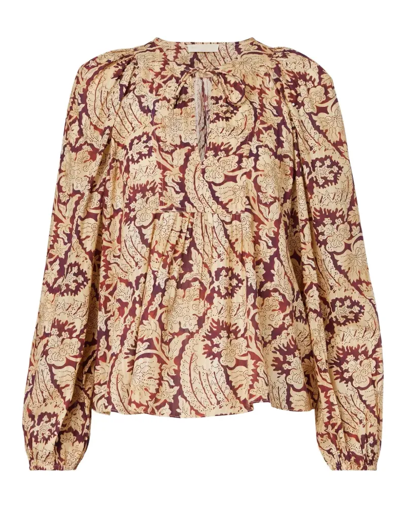 Ulla Johnson Gerüschte Bluse mit Blumenprint - Nude Nude